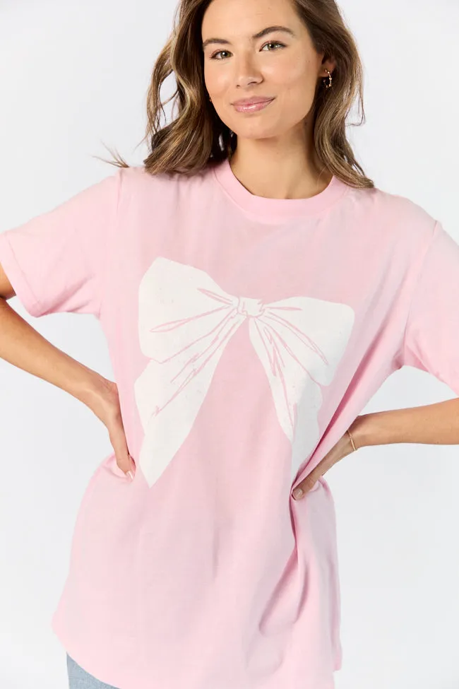 Vintage White Bow Light Pink Graphic Tee sold by Pink Lily product image thumbnail 4