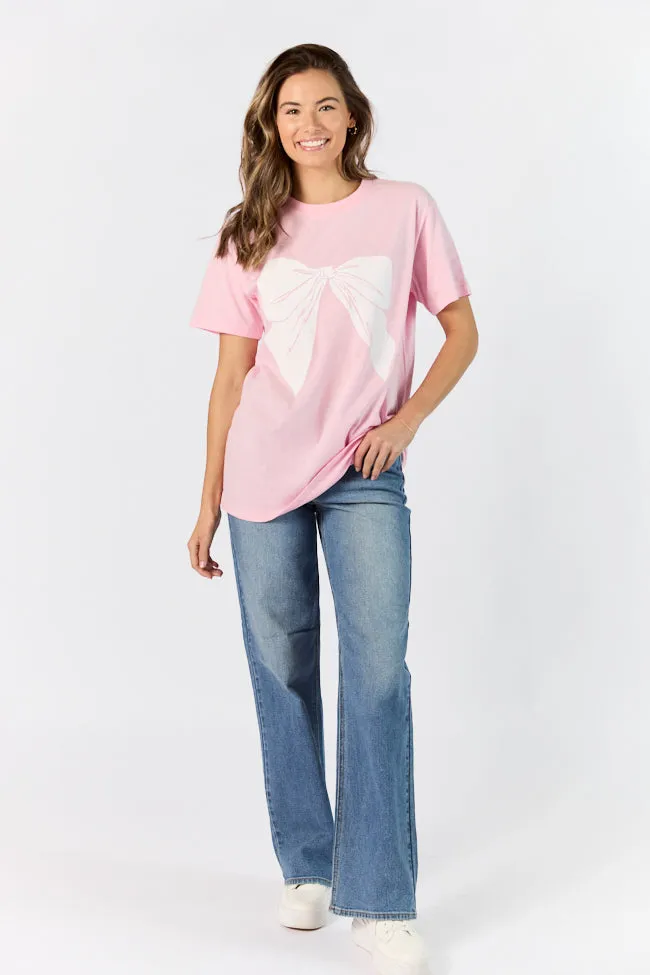Vintage White Bow Light Pink Graphic Tee sold by Pink Lily product image thumbnail 2