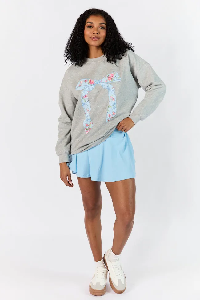 Vintage Floral Printed Bow Light Grey Graphic Sweatshirt sold by Pink Lily product image thumbnail 2