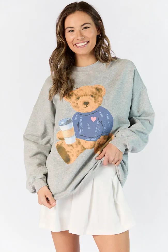 Vintage Teddy Bear Heart Sweater Light Grey Graphic Sweatshirt sold by Pink Lily product image thumbnail 4