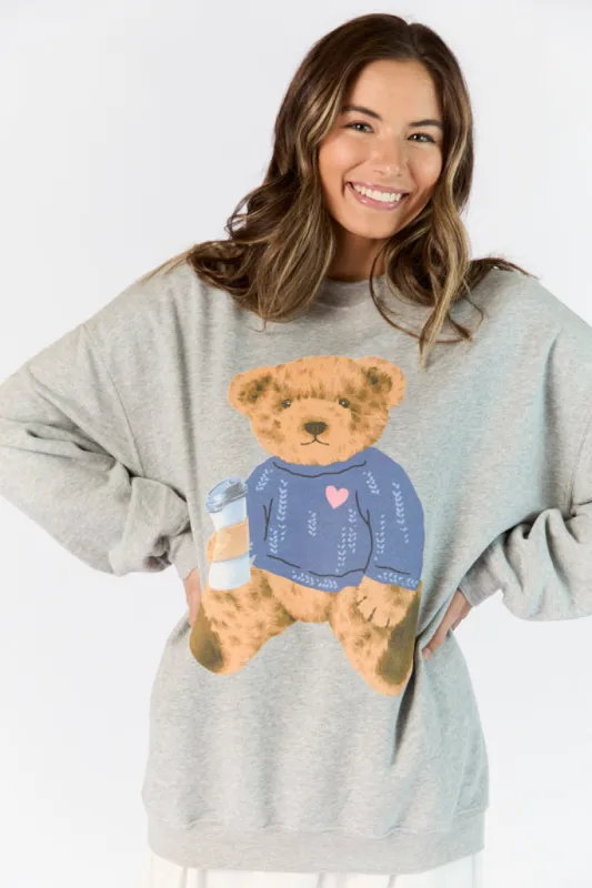 Vintage Teddy Bear Heart Sweater Light Grey Graphic Sweatshirt SALE sold by Pink Lily