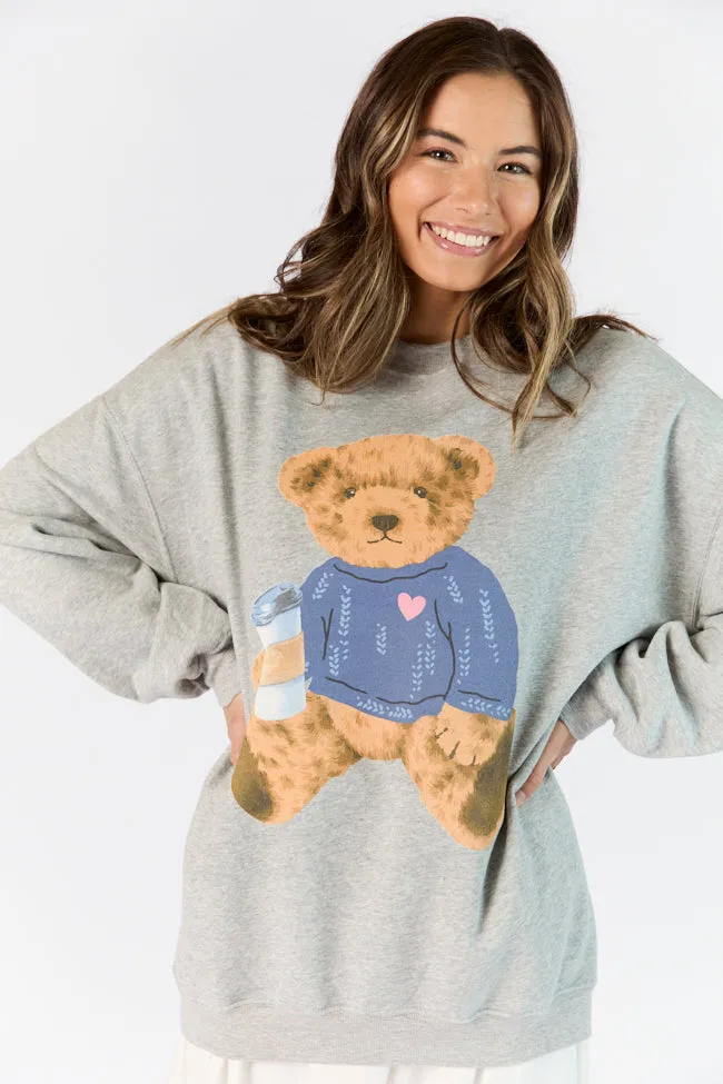 Vintage Teddy Bear Heart Sweater Light Grey Graphic Sweatshirt sold by Pink Lily