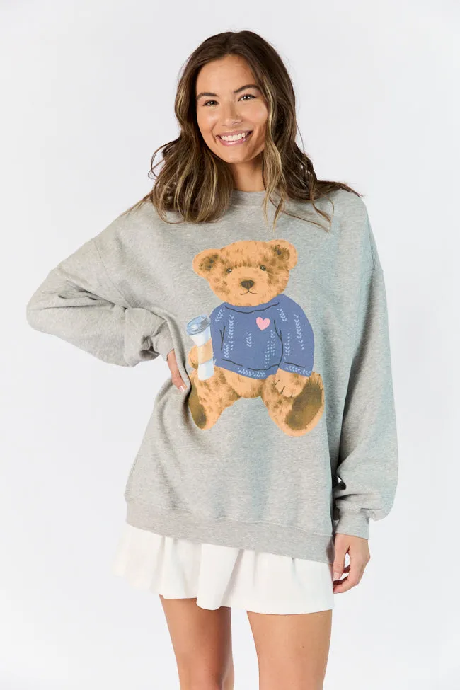Vintage Teddy Bear Heart Sweater Light Grey Graphic Sweatshirt sold by Pink Lily product image thumbnail 3