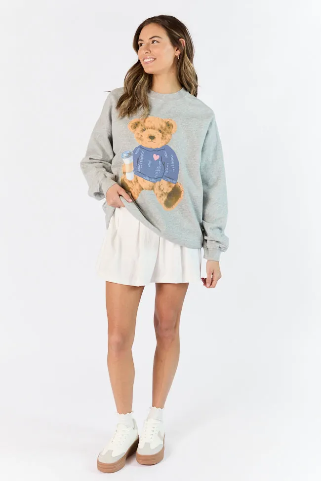 Vintage Teddy Bear Heart Sweater Light Grey Graphic Sweatshirt sold by Pink Lily product image thumbnail 2