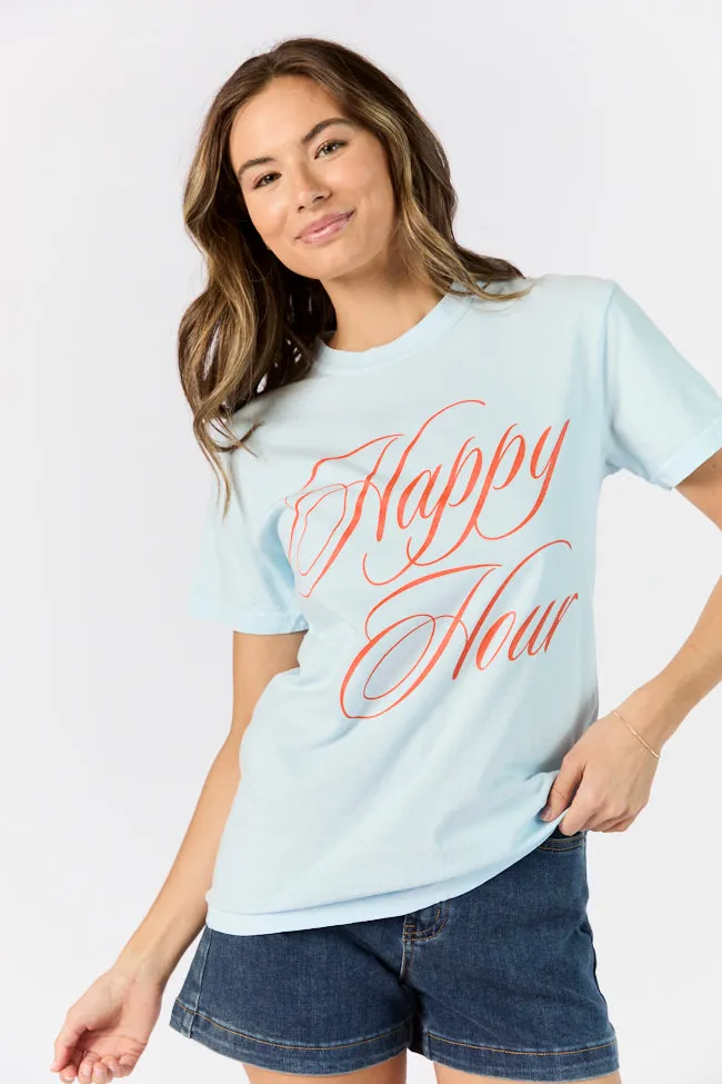 Happy Hour Chambray Comfort Color Graphic Tee sold by Pink Lily