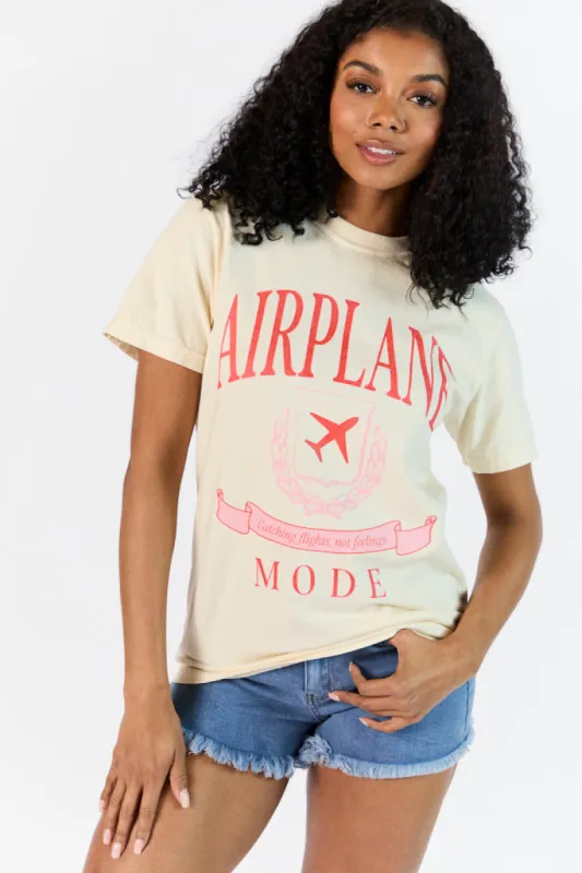 Airplane Mode Ivory Comfort Color Graphic Tee made by Pink Lily