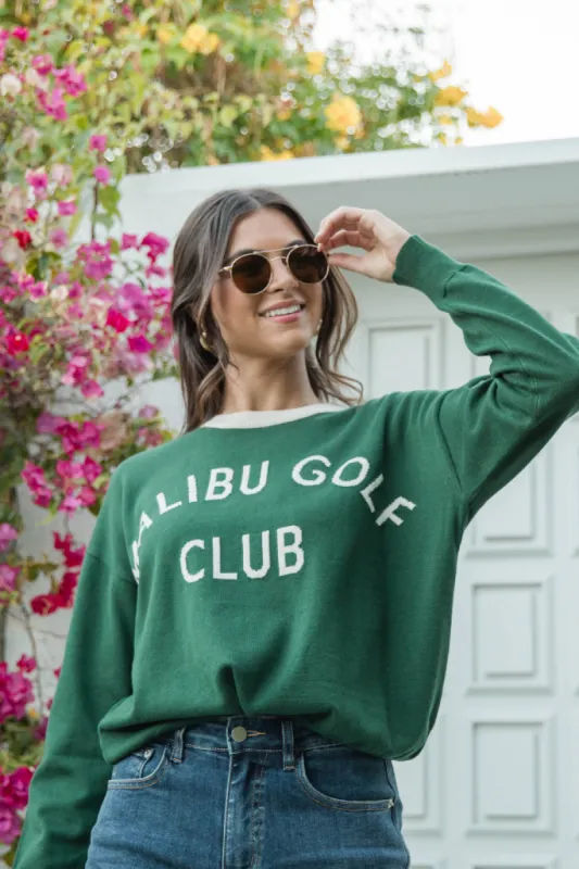 Malibu Golf Club Green Lightweight Sweater FINAL SALE SALE sold by Pink Lily