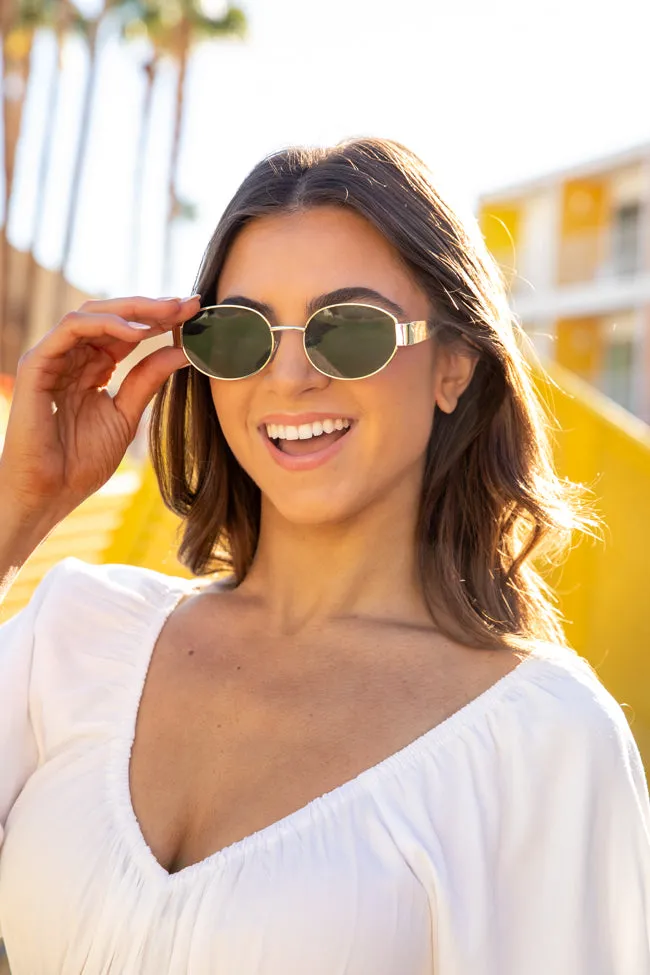 Gold Oval Wire Framed Sunglasses FINAL SALE sold by Pink Lily