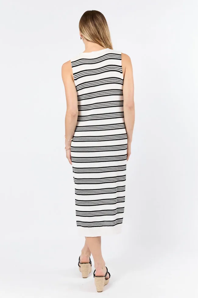 Endless Coastline Black and Ivory Striped Knit Sweater Dress FINAL SALE sold by Pink Lily product image thumbnail 5