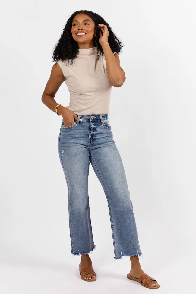 Briauna Light Wash Distressed Hem Ankle Length Wide Leg Jeans FINAL SALE sold by Pink Lily product image thumbnail 2