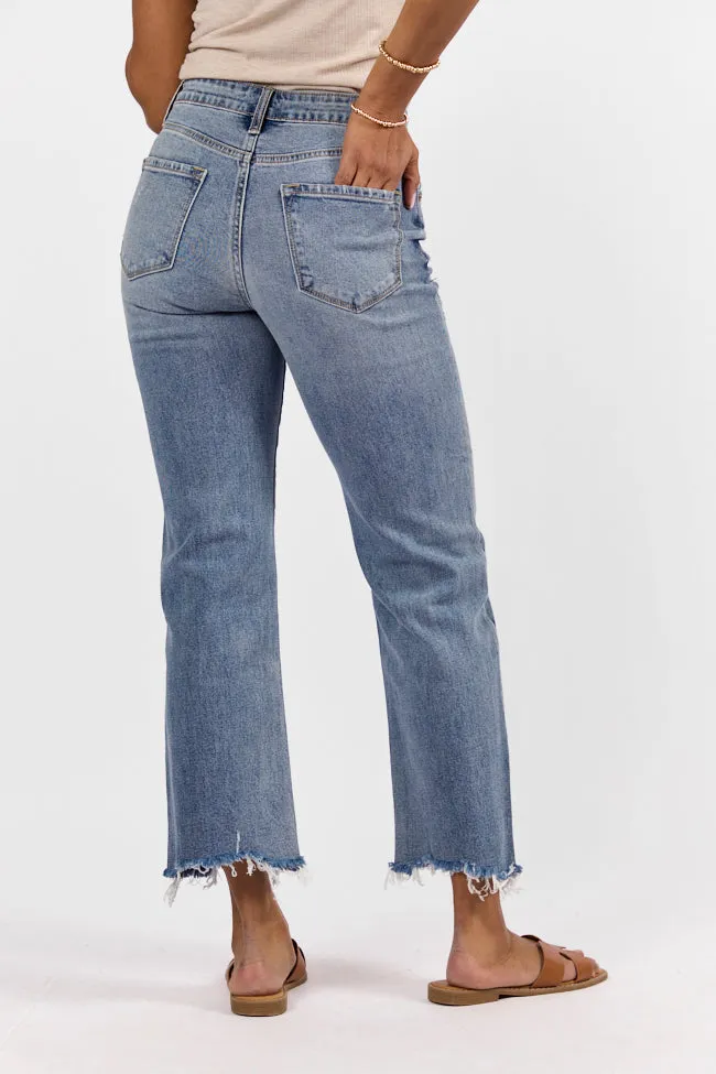 Briauna Light Wash Distressed Hem Ankle Length Wide Leg Jeans FINAL SALE sold by Pink Lily product image thumbnail 4