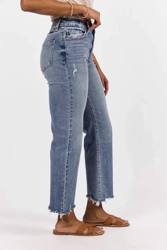 Briauna Light Wash Distressed Hem Ankle Length Wide Leg Jeans FINAL SALE sold by Pink Lily product image thumbnail 3
