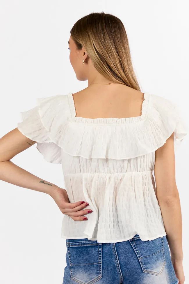 Ruffle It Up Ivory Textured Top FINAL SALE sold by Pink Lily product image thumbnail 5