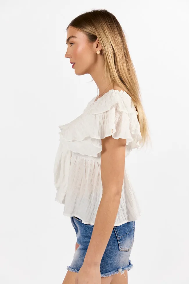 Ruffle It Up Ivory Textured Top FINAL SALE sold by Pink Lily product image thumbnail 4
