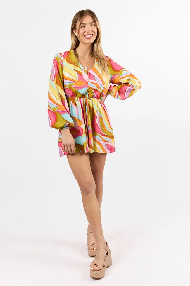 Love Over Fear Multi Print Long Sleeve Wrap Romper FINAL SALE sold by Pink Lily product image thumbnail 4