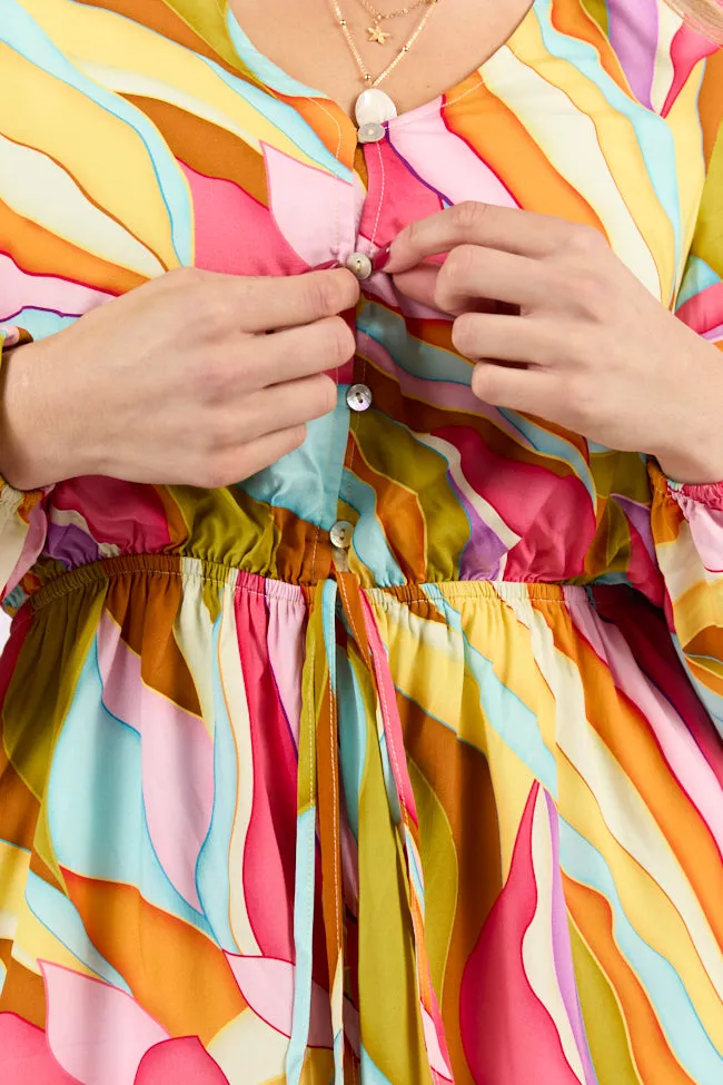 Love Over Fear Multi Print Long Sleeve Wrap Romper FINAL SALE sold by Pink Lily product image thumbnail 5