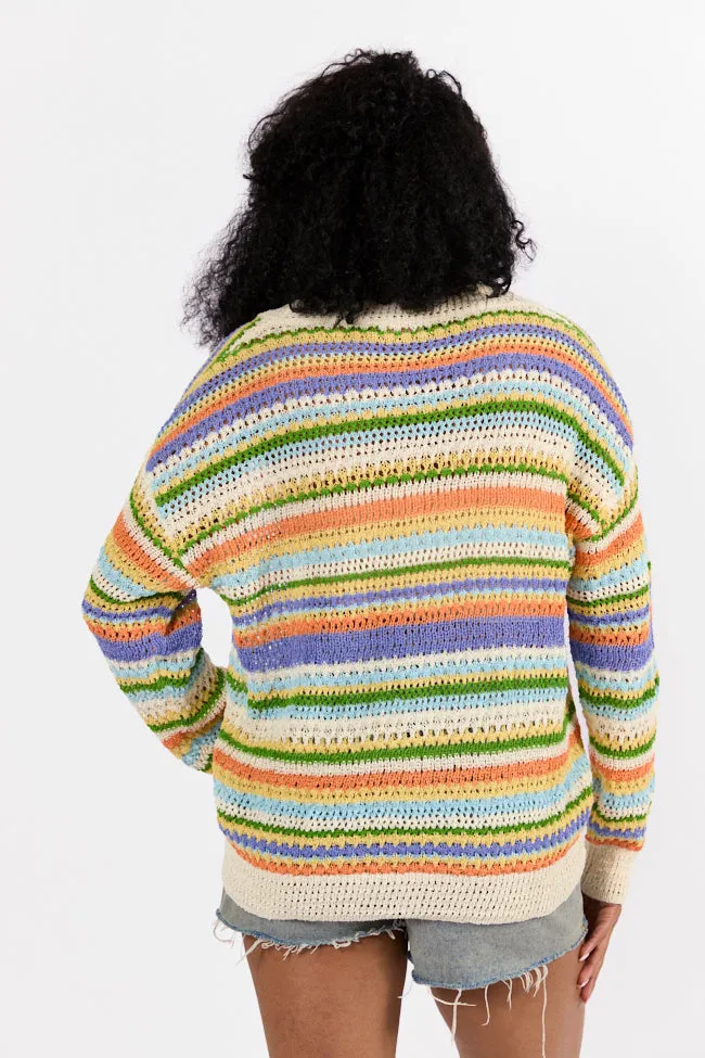 Drive Down Main Purple Multi Striped Open Knit Cardigan FINAL SALE sold by Pink Lily product image thumbnail 4