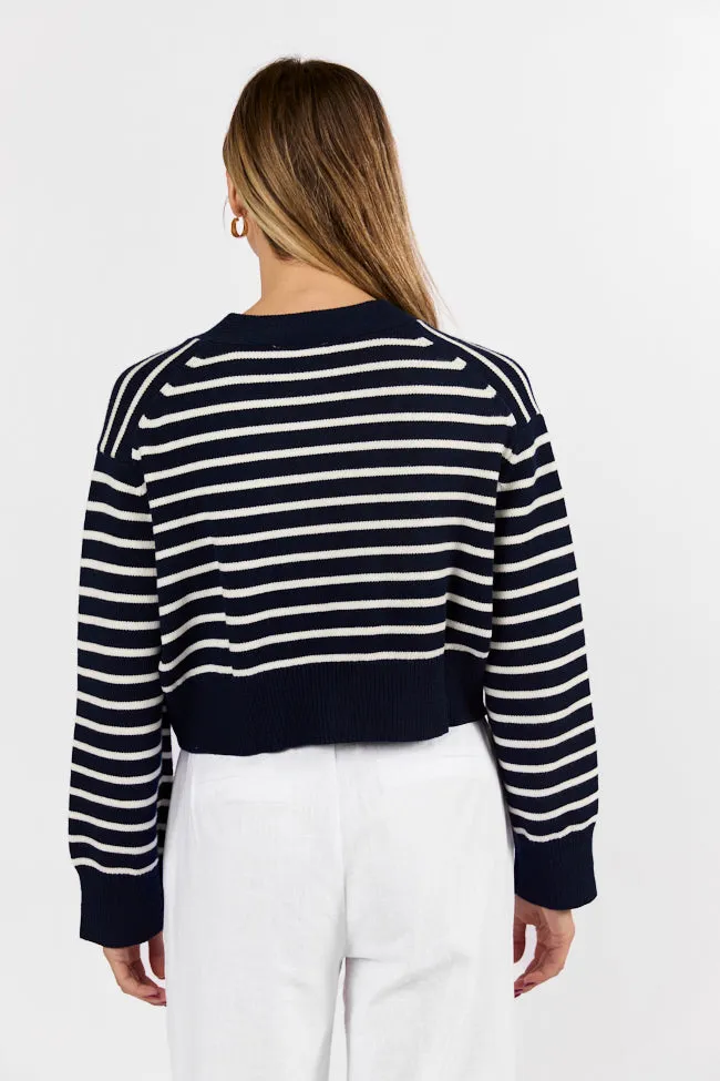 Back In Style Navy and Ivory Striped Cardigan FINAL SALE sold by Pink Lily product image thumbnail 5