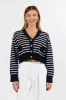 Back In Style Navy and Ivory Striped Cardigan sold by Pink Lily