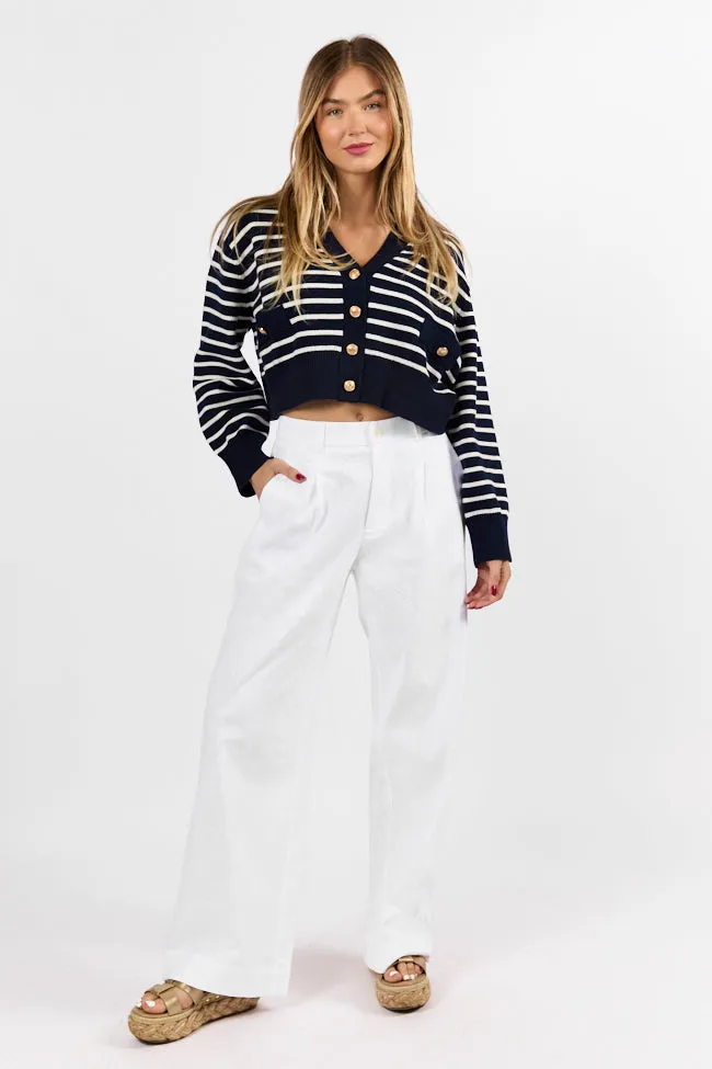 Back In Style Navy and Ivory Striped Cardigan FINAL SALE sold by Pink Lily product image thumbnail 2