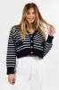 Back In Style Navy and Ivory Striped Cardigan sold by Pink Lily