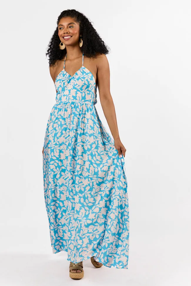 Golden Days Blue Halter Neck Printed Maxi Dress FINAL SALE sold by Pink Lily product image thumbnail 2
