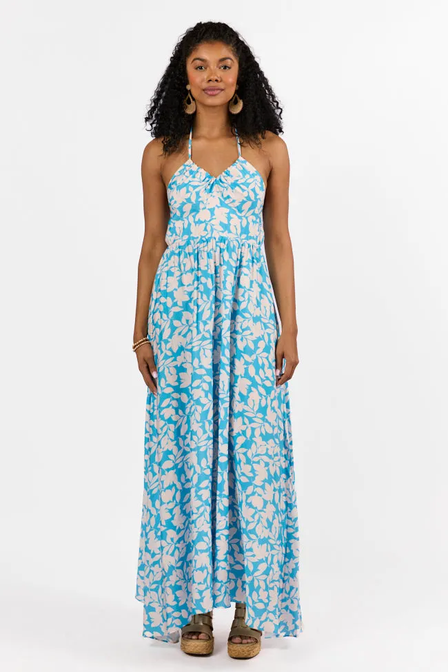Golden Days Blue Halter Neck Printed Maxi Dress FINAL SALE sold by Pink Lily product image thumbnail 5