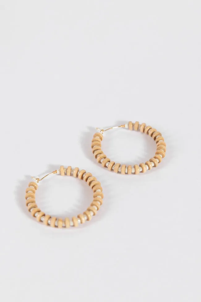 Tan and White Beaded Hoops FINAL SALE sold by Pink Lily product image thumbnail 4
