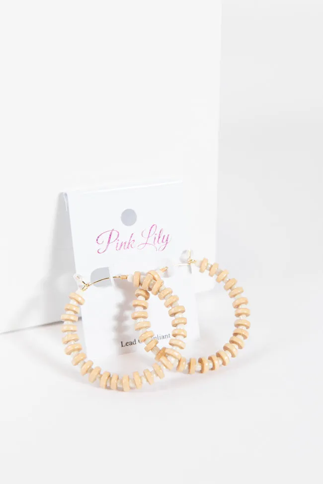Tan and White Beaded Hoops FINAL SALE sold by Pink Lily product image thumbnail 5