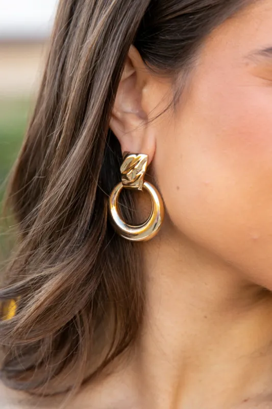 Post Circle Gold Hoop Earrings SALE sold by Pink Lily