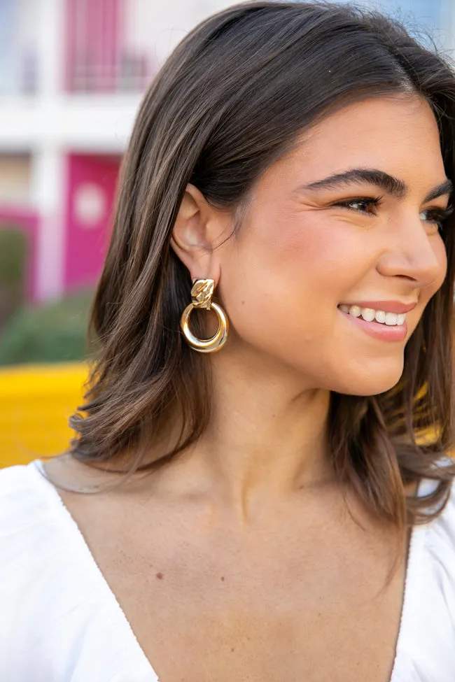 Post Circle Gold Hoop Earrings SALE sold by Pink Lily product image thumbnail 2