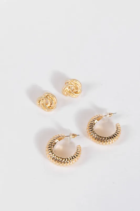 Gold Stud and Hoop Earring Set FINAL SALE sold by Pink Lily