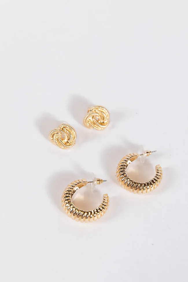 Gold Stud and Hoop Earring Set FINAL SALE sold by Pink Lily