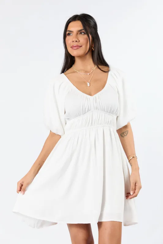 When In Paradise White Solid Mini Dress FINAL SALE made by Pink Lily