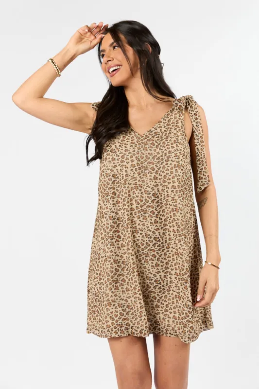 Wild Love Leopard Print Tie Shoulder Dress FINAL SALE sold by Pink Lily