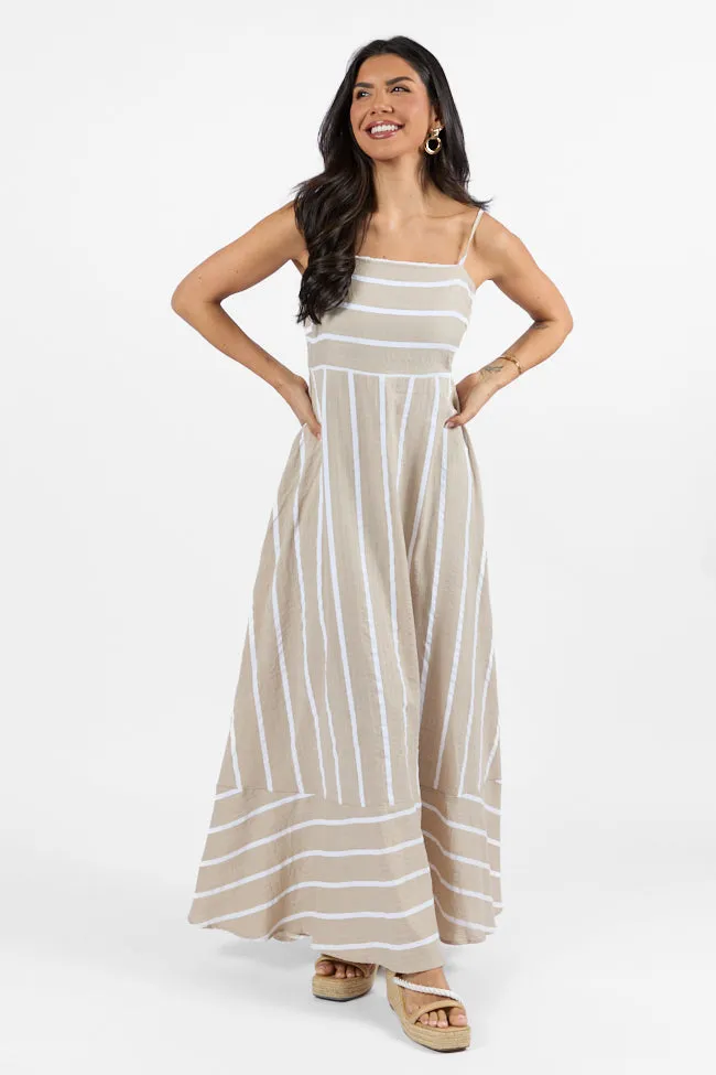 Come Sail Away Neutral Striped Maxi Dress sold by Pink Lily product image thumbnail 2