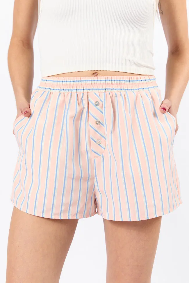 Sunday Morning Coral Multi Striped Boxer Shorts FINAL SALE sold by Pink Lily