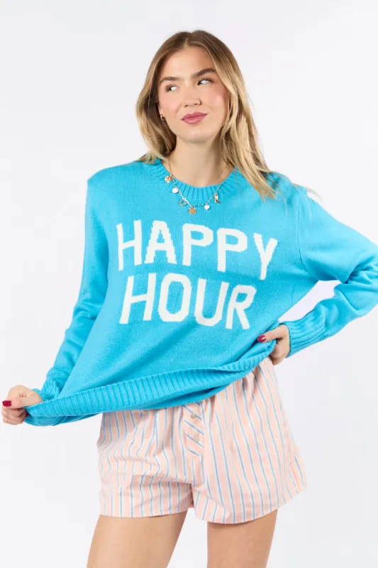 Happy Hour Blue Oversized Sweater FINAL SALE sold by Pink Lily