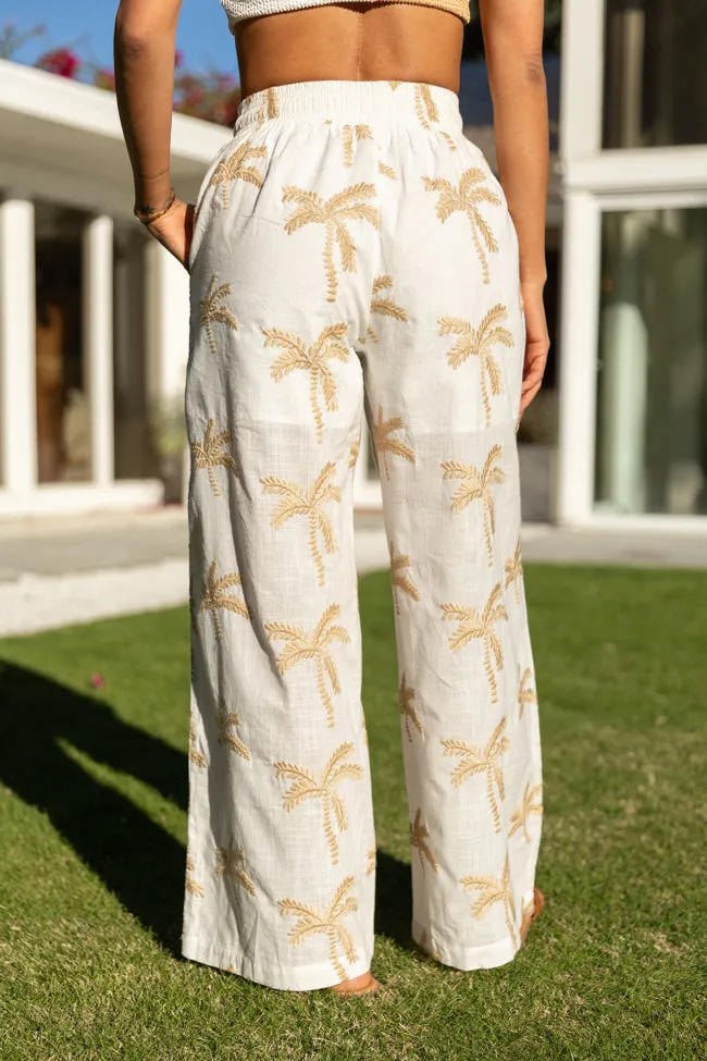 Palm Tree Paradise Ivory Embroidered Beach Pants FINAL SALE sold by Pink Lily product image thumbnail 5