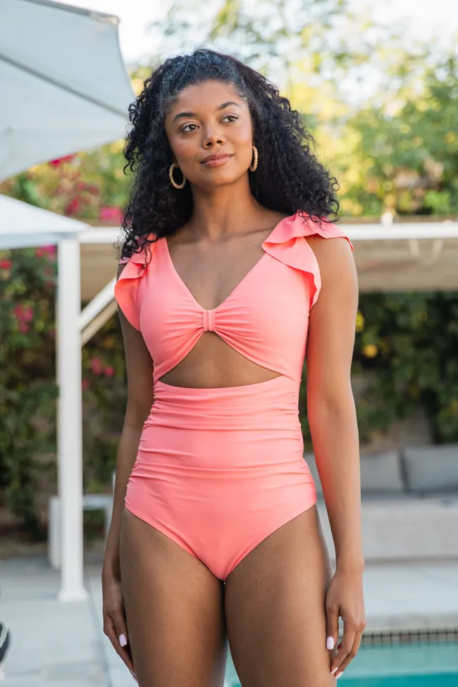 Blowing Bubbles Coral Knotted Front One Piece Swimsuit FINAL SALE sold by Pink Lily product image thumbnail 3