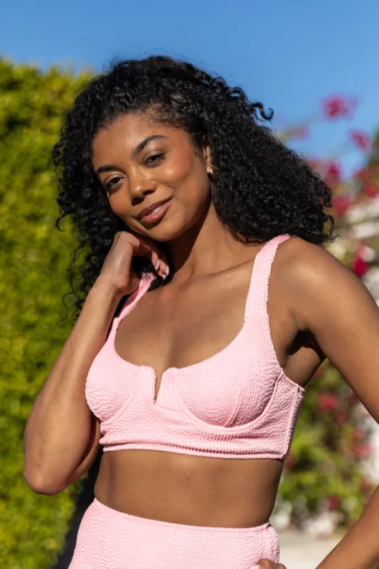 Summer Oasis Light Pink Underwire Split V Bikini Top FINAL SALE sold by Pink Lily