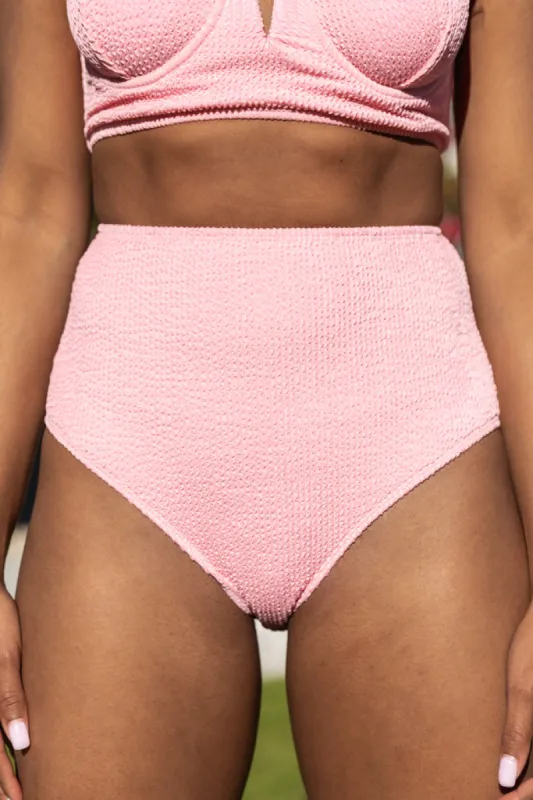 Summer Oasis Light Pink High Waisted Bikini Bottoms FINAL SALE sold by Pink Lily