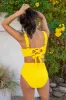 Summer Oasis Yellow Underwire Split V Bikini Top FINAL SALE sold by Pink Lily