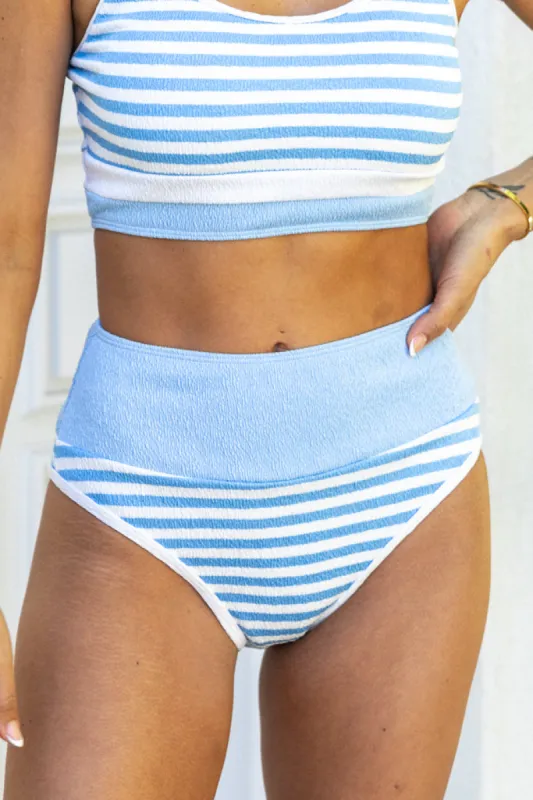 Do Not Disturb Light Blue Striped Bikini Bottom FINAL SALE sold by Pink Lily