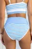 Do Not Disturb Light Blue Striped Bikini Bottom FINAL SALE sold by Pink Lily