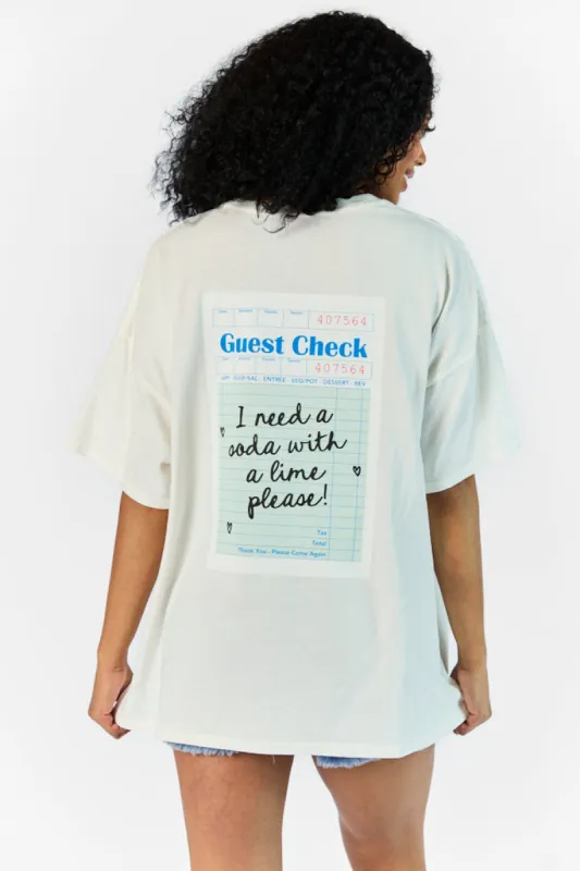 Diet Soda Off White Oversized Graphic Tee sold by Pink Lily