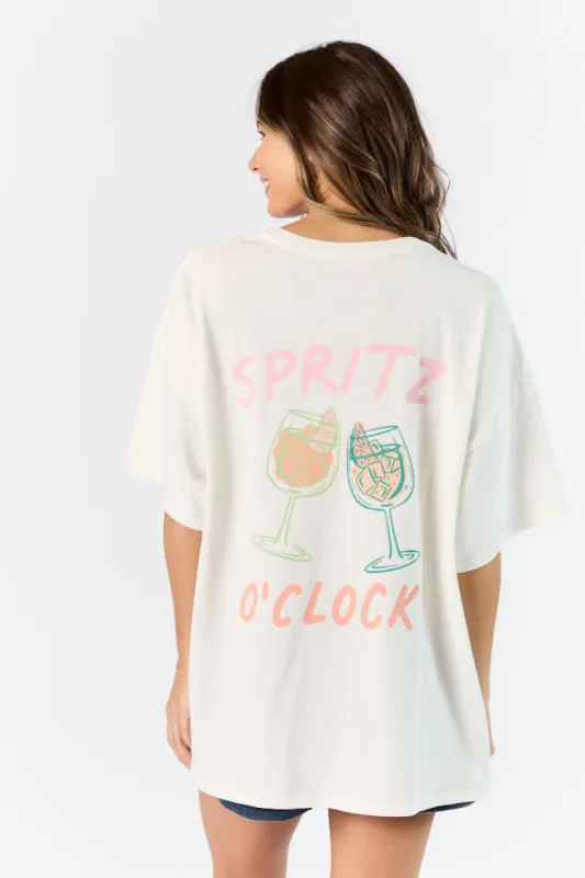 Cin Cin! Off White Oversized Graphic Tee sold by Pink Lily