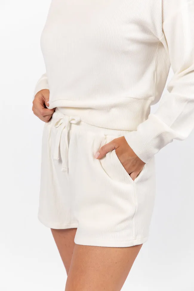 Everything I Want Ivory Ribbed Hoodie and Shorts Set FINAL SALE sold by Pink Lily product image thumbnail 5