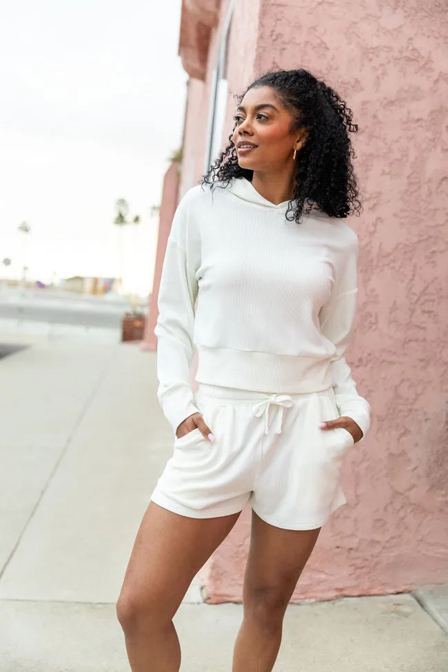 Everything I Want Ivory Ribbed Hoodie and Shorts Set FINAL SALE sold by Pink Lily