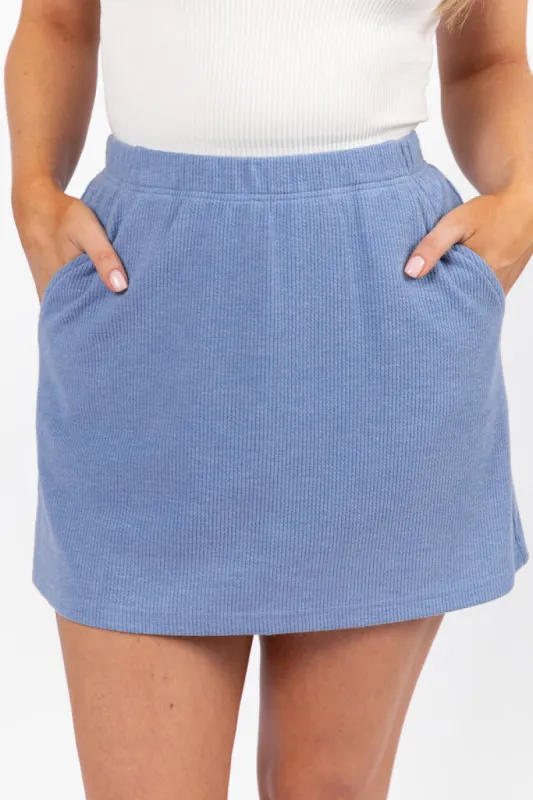 Tried It All Blue Ribbed Knit Skort FINAL SALE sold by Pink Lily